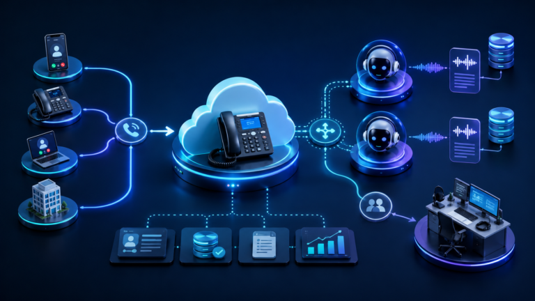 3CX cloud PBX connected to Vapi and Retell AI voice agents, CRM workflows, and human call transfer