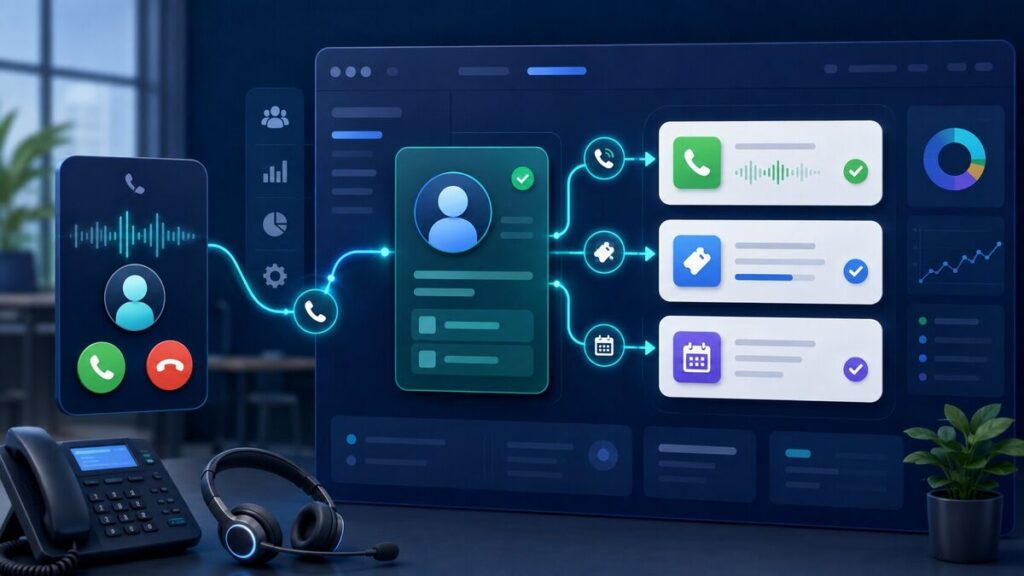 Custom 3CX CRM integration creating customer records, support tickets and follow-up tasks